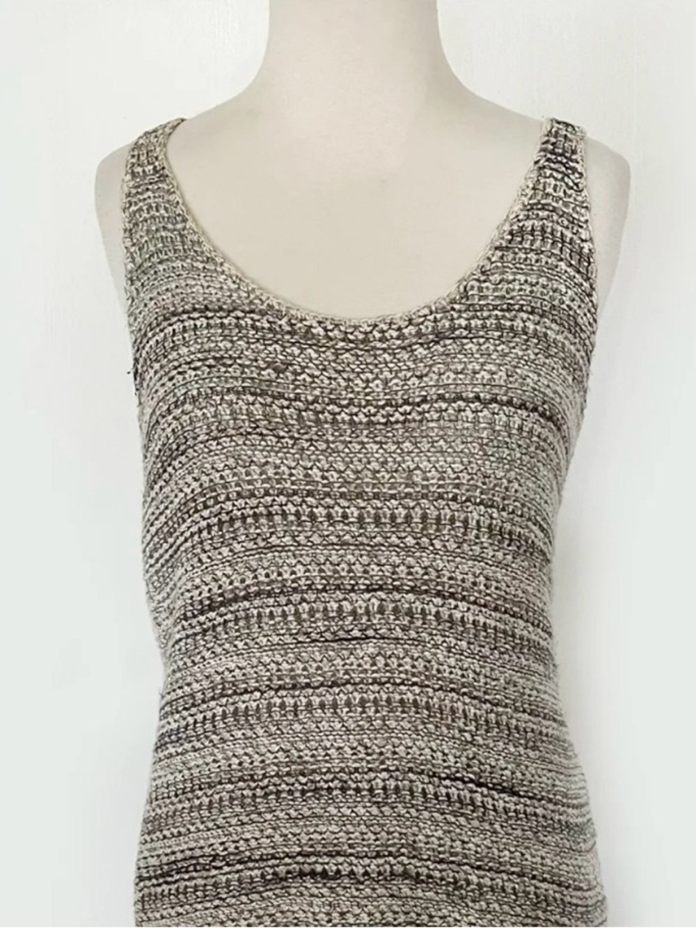 Vince Women’s Linen Knit Tank Top - Gray Striped Sz S